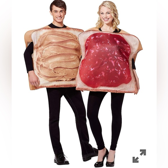 Peanut Butter & Jelly costumes 2 Adult -One Size with Matching Hats - Picture 3 of 7